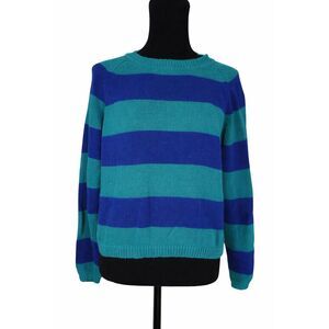 Vintage Blue and Teal Green Striped Sweater